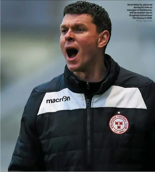  ?? Picture: Sportsfile ?? Kevin Doherty, pictured during his time as manager of Shelbourne, will be number two to Drogheda United boss Tim Clancy in 2018.