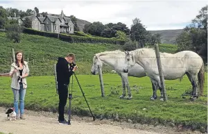  ?? Picture: Angus Whitson. ?? Natalia, Przemek and Calvin filming in Glenesk.