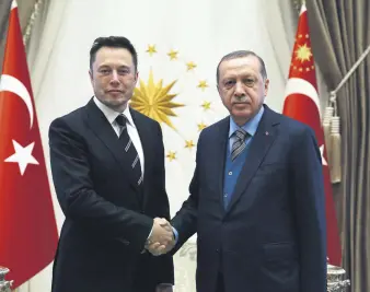  ??  ?? President Erdoğan hosted Tesla and Space X founder Elon Musk at the Presidenti­al Complex in Ankara, Nov. 8.