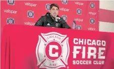  ?? JAVIER QUIROZ / LA RAZA ?? Veljko Paunovic en su última conferenci­a de prensa como dirigente de Chicago Fire.