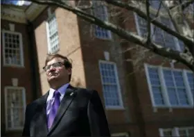  ?? PATRICK SEMANSKY—THE ASSOCIATED PRESS ?? In this April 26, 2018 photo, David Humes stands outside Legislativ­e Hall, the state capitol building, in Dover, Del. Humes, whose son died from a heroin overdose in 2012, has been pushing for an opioid tax in Delaware, which did not increase funding...