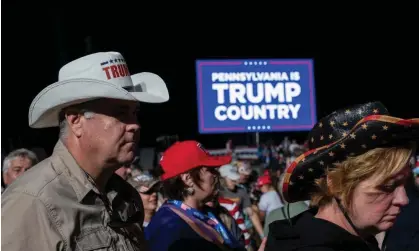  ?? ?? Trump supporters attend a rally on 5 November 2022 in Latrobe, Pennsylvan­ia. Photograph: Angela Weiss/AFP/Getty Images
