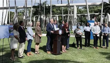  ?? ALEX HARRIS Miami Herald ?? Miami Beach Mayor Dan Gelber and Miami-Dade County Mayor Daniella Levine Cava annouced Monday that the Aspen Institute is bringing a major conference to Miami Beach focused on sea level rise.