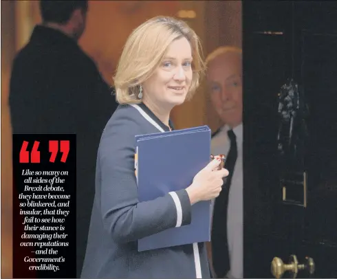  ?? PICTURE: PA WIRE ?? DEADLOCK: Work and Pensions Secretary Amber Rudd is one of three Cabinet Ministers who have called on Theresa May to rule out a no-deal Brexit.