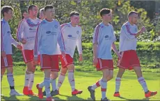  ??  ?? Saints players celebrate Donald Campbell’s goal.