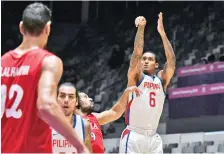  ??  ?? NBA star Jordan Clarkson shoots for the Philippine­s during an Asian Games match agaist Syria last year. - AFP photo