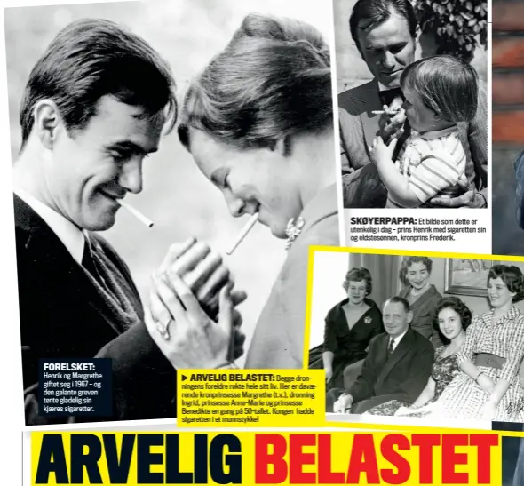  ?? ?? FORELSKET: Henrik og Margrethe giftet seg i 1967 – og den galante greven tente gladelig sin kjaeres sigaretter.