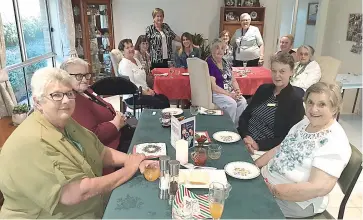  ??  ?? Warragul Evening CWA members were pleased to meet again (back, from left) group president Janet MacDonald, Eunice Buckley, secretary Glenda Jarred, Ann Forbes, president Gwen Mason, Kate Fissenden, guest Annette Gallagher, (front of table) Gwen Monckton, Nancy Humphreys, Leisa Stanford, Ann Davies, Judith Bishop and Margaret Nicholl.