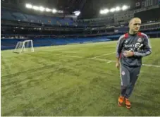  ?? TARA WALTON/TORONTO STAR ?? TFC keeper Stefan Frei leaves the field following practice at the Rogers Centre on Tuesday. The Reds meet the L.A. Galaxy Wednesday night.