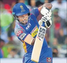  ?? PTI PHOTO ?? Sanju Samson made 92 not out off just 45 deliveries. He hit 10 sixes, the most in an innings for Rajasthan Royals, surpassing the record of eight hit by Yusuf Pathan in 2010.