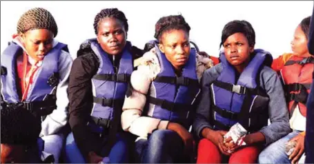  ??  ?? Some of the Nigerian women who survived the Mediterran­ean shipwreck