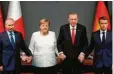  ?? Foto: afp ?? Hand in Hand: Putin, Merkel, Erdogan und Macron in Istanbul.