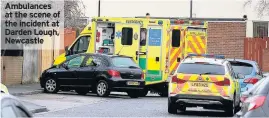  ??  ?? Ambulances at the scene of the incident at Darden Lough, Newcastle