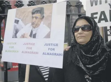  ??  ?? 0 The Lockerbie bomber’s wife Aisha Al-megrahi protests in Edinburgh in 2008.