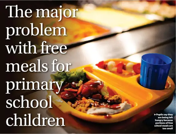  ?? ?? > Pupils say they are being left hungry because portions of free school meals are too small