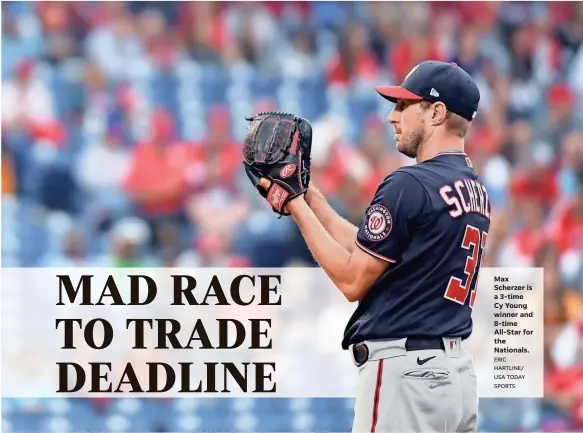  ?? ERIC HARTLINE/ USA TODAY SPORTS ?? Max Scherzer is a 3-time Cy Young winner and 8-time All-Star for the Nationals.