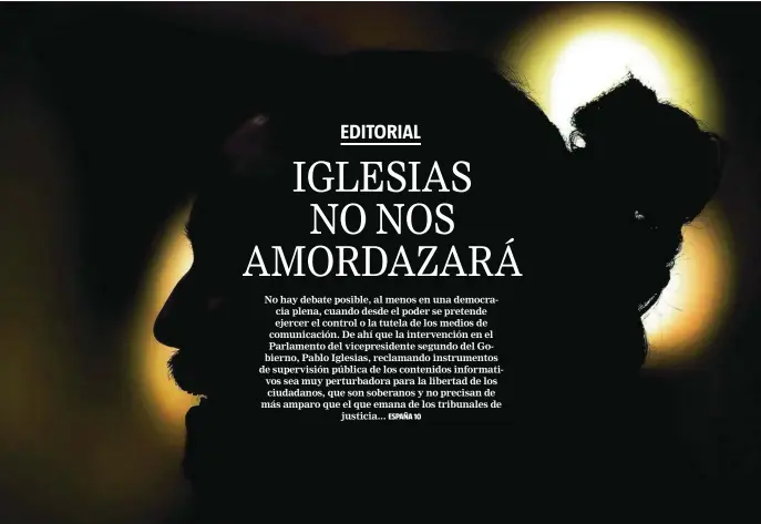  ?? EFE ?? Pablo Iglesias, que lamenta que no exista en España «ningún tipo de elemento de control democrátic­o» sobre los medios de comunicaci­ón, fotografia­do ayer en el Congreso