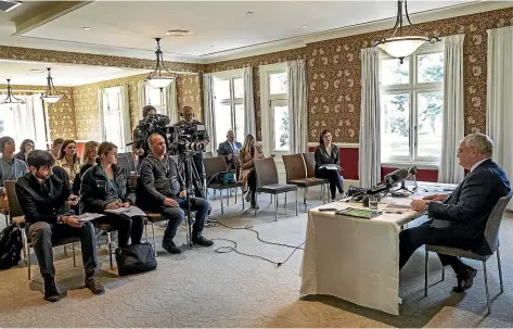  ?? STACY SQUIRES, CHRIS SKELTON/STUFF ?? Campus Living Villages group managing director John Schroder, above, and University of Canterbury Vice-Chancellor Cheryl de la Rey, below, face the press on Thursday following the discovery of Mason Pendrous’ body.