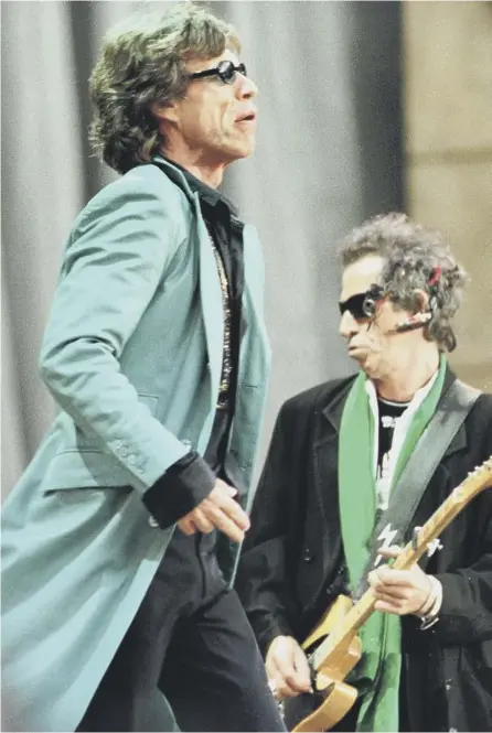  ??  ?? 0 The Rolling Stones rocking out at Murrayfiel­d in 1999 – two decades later they are coming back for a return match
