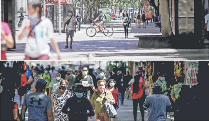  ??  ?? ► El Paseo Ahumada, que durante la semana estuvo lleno de santiaguin­os haciendo sus compras navideñas, ayer lucía vacío.