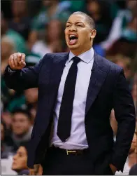  ?? AP/MICHAEL DWYER ?? Cleveland Cavaliers head Coach Tyronn Lue hopes his team can bounce back from being down 2-0 in the Eastern Conference finals when the Cavaliers meet the Boston Celtics in Game 3 tonight.