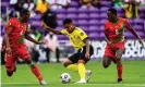  ?? AFP/Getty Images ?? Leon Bailey in action for Jamaica against Suriname. Photograph: Chandan Khanna/ in the Bundesliga last season.