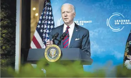  ??  ?? El presidente de EEUU, Joe Biden, ayer durante su intervenci­ón en la cumbre virtual sobre el clima.