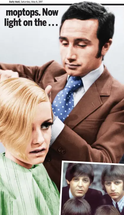  ??  ?? Making of a supermodel: Leonard at work on the pixie cut that transforme­d Lesley Hornby into Twiggy