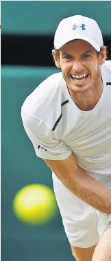  ??  ?? Grin and bear it: Andy Murray serves on the way to a 7-6, 6-4, 6-4 victory