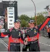  ??  ?? Hayden Paddon, left, and John Kennard celebrate after winning the 2016 Rally of Argentina.