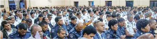  ?? ?? Officers from the five policing divisions, and more than 200 recruits consisting of officers from the Tuvalu police servicewer­e part of the Easter church service at the Centenary Methodist Church in Suva.