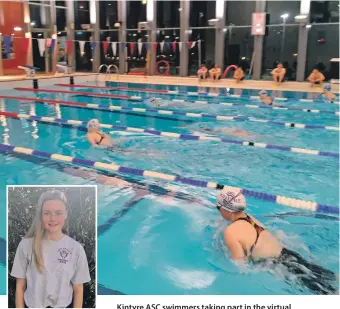  ??  ?? Evie Judge took part in a virtual District Regional Programme.
Kintyre ASC swimmers taking part in the virtual Championsh­ips.