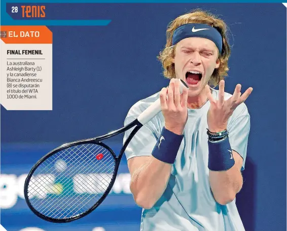  ?? FOTO: EFE ?? Andrey Rublev estuvo mal en los puntos importante­s. /