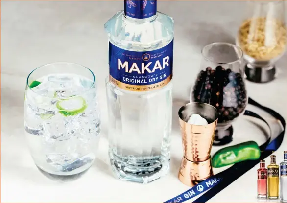  ??  ?? Celebrate Mother’s Day in good taste this year with some Makar Gin, available in a range of delicious and refreshing varieties to suit every palate – from sweet and spicy to smoky
... and and don’t forget you will receive free Fever-Tree mixers with all bottle purchases until Mother’s Day on March 14