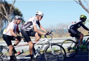  ??  ?? Nick Grainger and Rocky Berlingeri (non sighted) from Melbourne, enjoying the Bunarong Road.