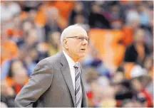  ?? NICK LISI/ASSOCIATED PRESS ?? Syracuse coach Jim Boeheim is shown in action during his team’s game on Wednesday against Louisville. Hours later, he was involved in an automobile accident that killed a man.