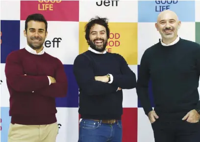  ??  ?? FROM left: Diego Moya, head of Fitness at Mr Jeff; Eloi Gómez, CEO and cofounder of Mr Jeff; and Kiko Medina, head of Beauty at Mr Jeff.