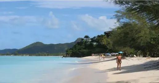  ?? JIM BYERS FOR THE TORONTO STAR ?? Valley Church Beach is a tranquil stretch of sand on the southwest part of Antigua. There’s also a fun beach bar called the Nest.