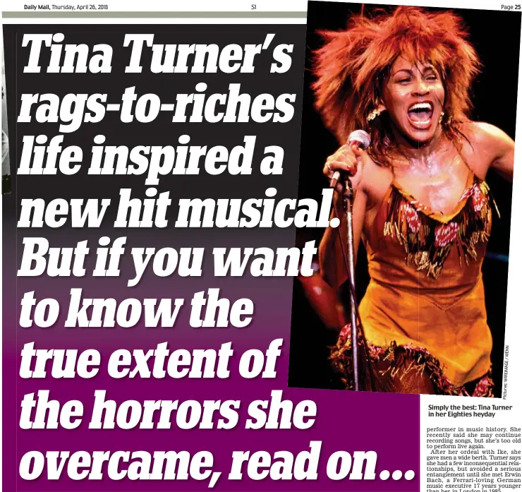  ??  ?? Simply the best: Tina Turner in her Eighties heyday