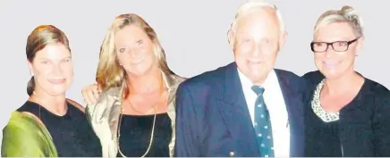  ??  ?? 2015: Chris is pictured with his daughters (from left) Rozy, Janice and Margot at an appreciati­on dinner held at Mick Kelly Park, at which the clubhouse and grandstand were named after him