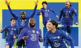  ?? ?? Left to right: Chelsea’s Andreas Christense­n, Antonio Rüdiger, Romelu Lukaku, Ji So-yun, Sam Kerr and Drew Spence. Composite: Getty, Rex Features