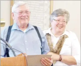  ?? Photo submitted ?? John Justice, shown here with his wife, Jean, was presented with the Community Service Award from Lovely Purchase Chapter of Daughters of American Revolution.