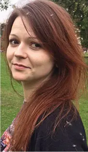  ??  ?? Exposed to nerve agent: Yulia Skripal