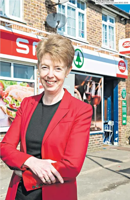  ?? ?? Paula Vennells CBE
Post Office chief executive 2012–2019