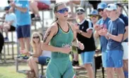  ?? Picture: EUGENE COETZEE ?? STRONG FINISH: US-based SA triathlete Amber Schlebusch finished strongly to take the silver medal at the Old Mutual Wealth African Premier Cup in Gqeberha at the weekend