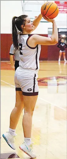  ?? Randy Moll/Westside Eagle Observer file photo ?? Gentry junior Reese Hester shoots from the sidelines for three during play against Huntsville in Gentry on Jan. 10.