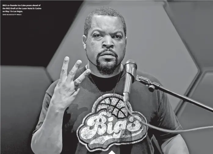  ?? DAVID BECKER/GETTY IMAGES ?? BIG3 co-founder Ice Cube poses ahead of the BIG3 Draft at the Luxor Hotel & Casino on May 1 in Las Vegas.