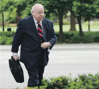  ?? SEAN KILPATRICK/THE CANADIAN PRESS ?? Mike Duffy’s trial heard Tuesday about a disputed travel claim from a 2010 trip to B.C. Duffy’s diaries indicate the trip was because his daughter gave birth.