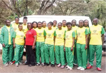  ??  ?? CALM BEFORE THE STORM . . . Zimbabwe’s Gems and their technical team pose for a group photo at Belvedere Technical Teachers’ College just before their departure for South Africa yesterday