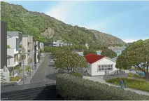  ?? IMAGE: WELLINGTON CITY COUNCIL ?? The view towards the village green in the proposed Shelly Bay developmen­t.